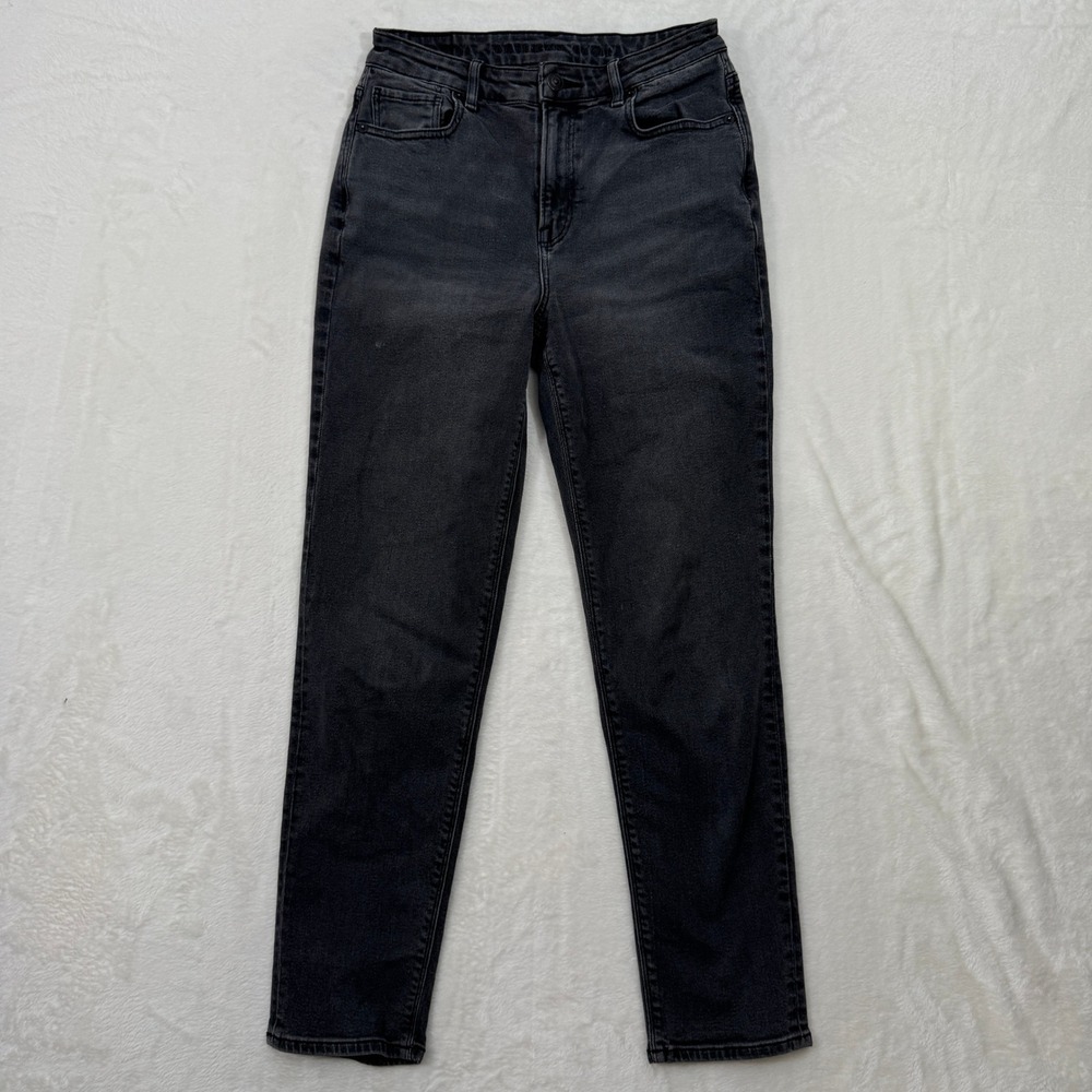 American Eagle Jeans Womens 4 Black Mom Jean High Rise Tapered Stretch Denim